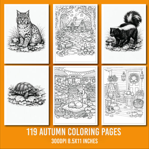 Cozy Autumn Coloring Book – 119 Pages cover image.