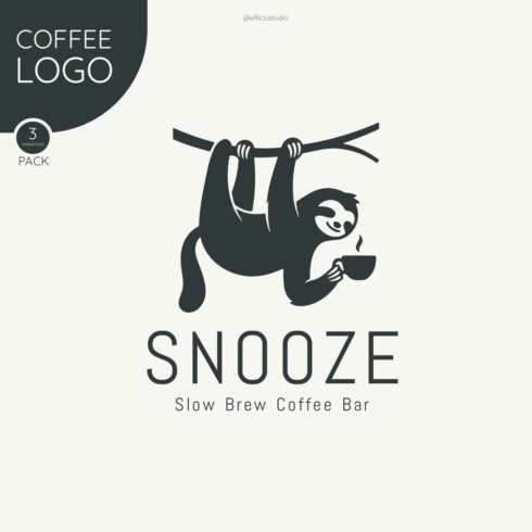 Snooze - Sloth Coffee Shop Vector Logo Template | Editable Specialty Cafe Branding cover image.