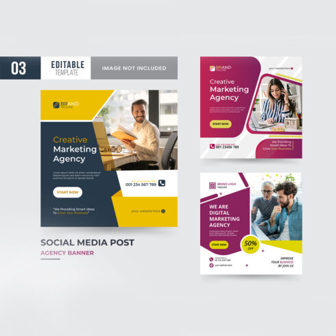 Digital social media instagram post bundle template design cover image.