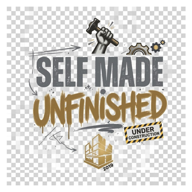 Self Made Unfinished Vintage Industrial T-Shirt Design cover image.