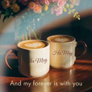 “Our Forever – Elegant His & Her Romantic Coffee Mug Mockup Pair” cover image.