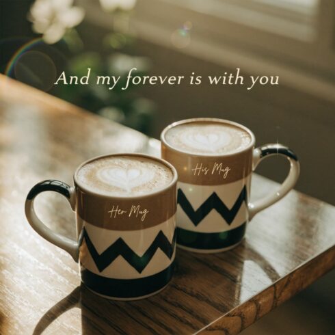 “Our Forever – Elegant His & Her Romantic Coffee Mug Mockup Pair” cover image.