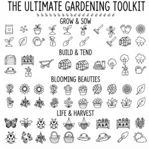The Ultimate Gardening Toolkit SVG Bundle | 40+ Hand-Drawn Plant, Flower & Tool Vector Icons, Cute Nature Cut Files for Cricth & Silhouette cover image.