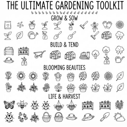 The Ultimate Gardening Toolkit SVG Bundle | 40+ Hand-Drawn Plant, Flower & Tool Vector Icons, Cute Nature Cut Files for Cricth & Silhouette cover image.