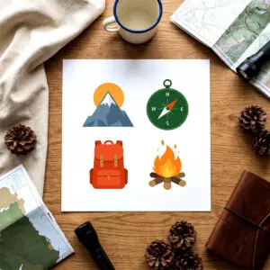 Camping & Outdoor Adventure Vector Icons Set | Flat Travel Elements cover image.