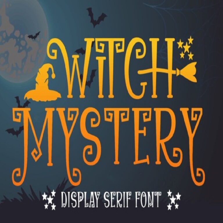 Witch Mystery Font – Free Whimsical Spooky Display Font for Halloween & Crafts cover image.