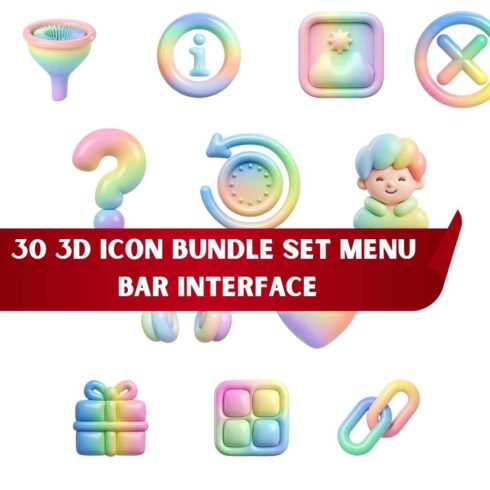 **30 3D ICON BUNDLE SET – MENU BAR INTERFACE** cover image.