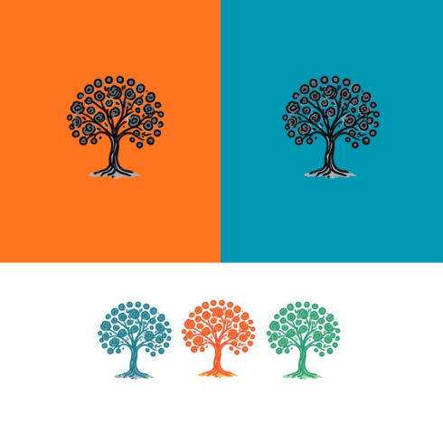 Geometric Rose Tree Logo - Minimalist Tree of Life with Rose Blooms cover image.