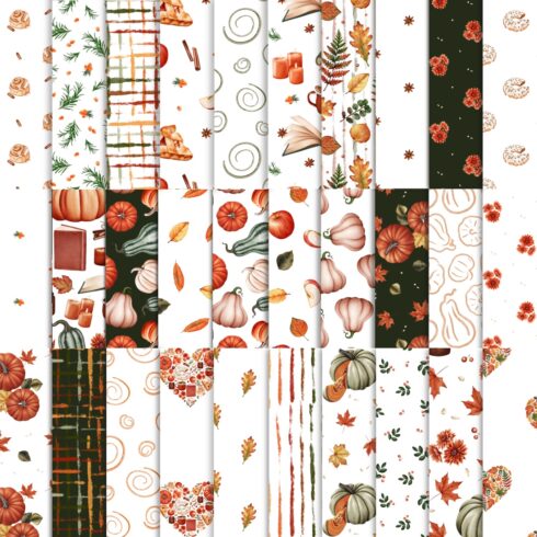 Autumn Vibes – 30 Seamless Watercolor Patterns | Fall Digital Paper cover image.