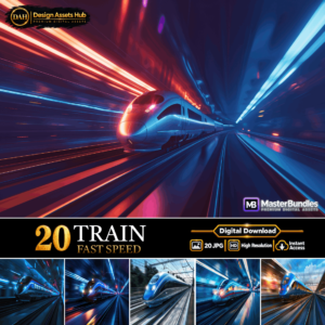 TRAIN FAST SPEED, High-Speed Bullet Train and Cyberpunk Tunnel Digital Backgrounds cover image.