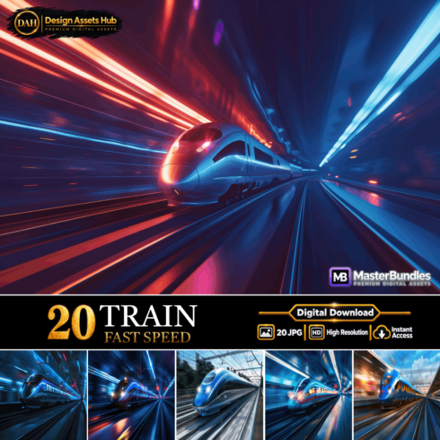 TRAIN FAST SPEED, High-Speed Bullet Train and Cyberpunk Tunnel Digital Backgrounds cover image.