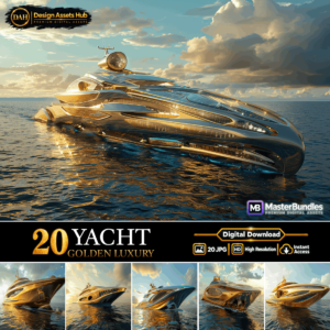 YACHT GOLDEN LUXURY, Exclusive Marine Superyacht Digital Backgrounds cover image.