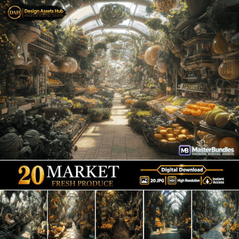 MARKET FRESH PRODUCE AND ORGANIC FOOD STALLS BACKGROUNDS cover image.