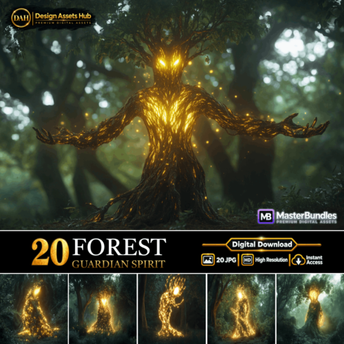 Forest Guardian Spirit - 20 High-Resolution Magical Woodland Creature and Mystic Nature Illustrations cover image.