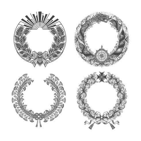 Title: Elegant Ornamental Botanical Wreath Collection cover image.