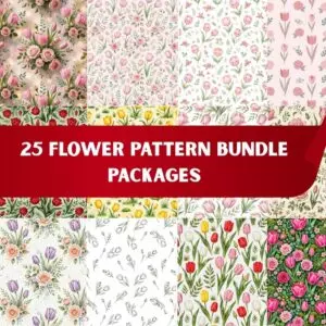 **25 FLOWER PATTERN BUNDLE PACKAGES – Elegant Floral Seamless Patterns** cover image.