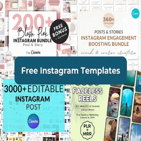 3000+ Aesthetic Instagram Post Templates Bundle โ Free Canva & Photoshop Social Media Kit cover image.