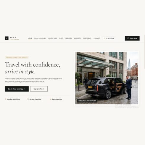 Aura Chauffeurs – Luxury Chauffeur Booking & Fleet Management React Template cover image.