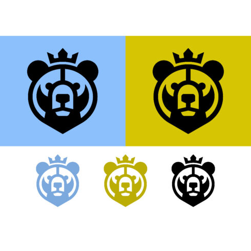 Bear face crown emblem logo design symbol cover image.