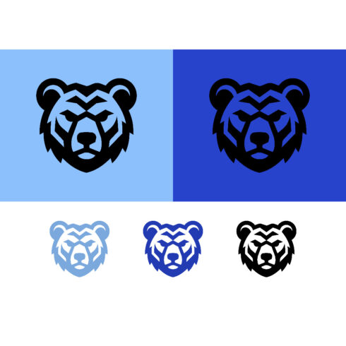 Bear face logo emblem geometric blue design cover image.