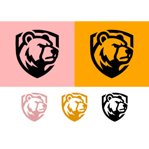 Bear head logo design on yellow background cover image.