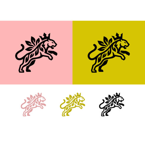Tiger with crown and wings logo design concept cover image.