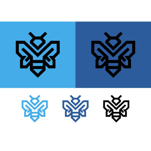 Linear bee icon with angular wing design cover image.