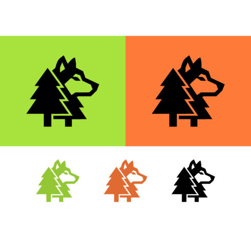 Wolf profile behind pine trees emblem cover image.