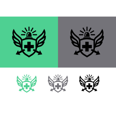 Emergency emblem logo wings siren arrows shield cover image.