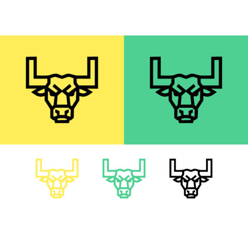Bull head logo design with sharp horns cover image.