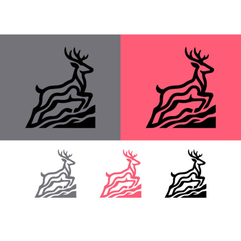 Jumping deer logo design on rock cover image.