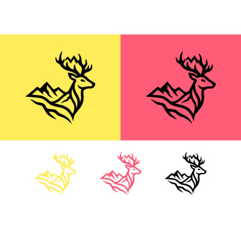 Deer head with mountain logo design cover image.