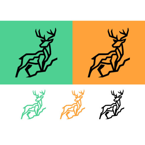Geometric stag logo design on green and orange backgrounds cover image.