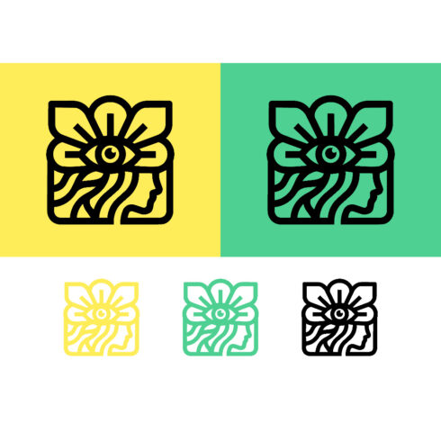 Woman face eye floral logo design yellow green cover image.
