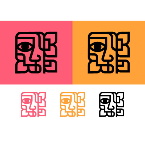 Abstract face with lines logo design pink orange cover image.