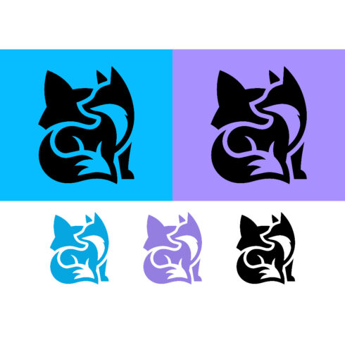Sitting fox logo blue and purple abstract cover image.