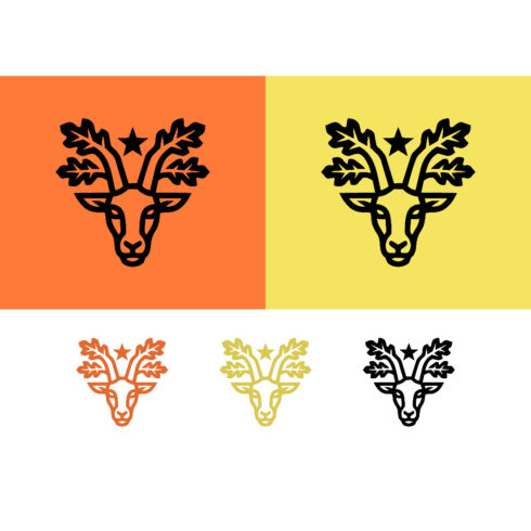 Deer head logo design with oak leaves orange cover image.