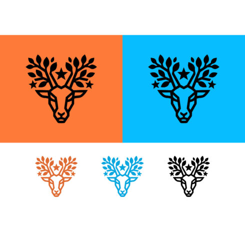 Deer head logo design with oak leaves yellow cover image.