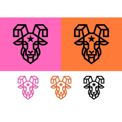 Goat zodiac logo design with geometric horns cover image.