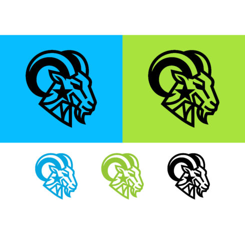Ram profile logo design with star inside circle cover image.