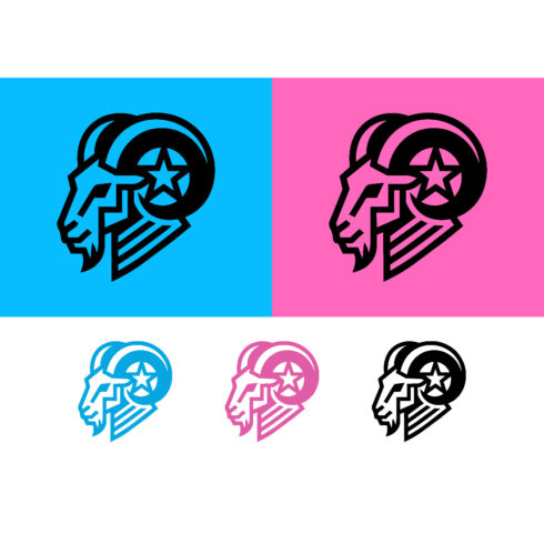Ram profile logo design with star in circle cover image.