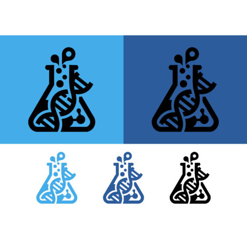 DNA helix in lab flask science icons cover image.