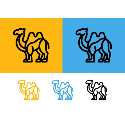 Camel line drawing yellow and blue cover image.