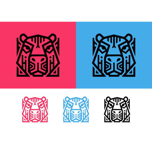 Tiger face geometric abstract design branding cover image.