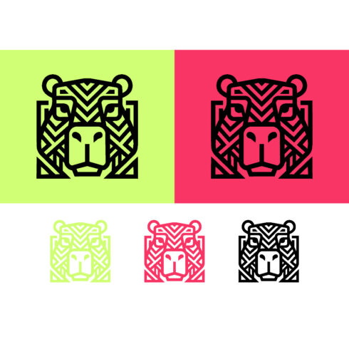 Bear head logo design green pink cover image.