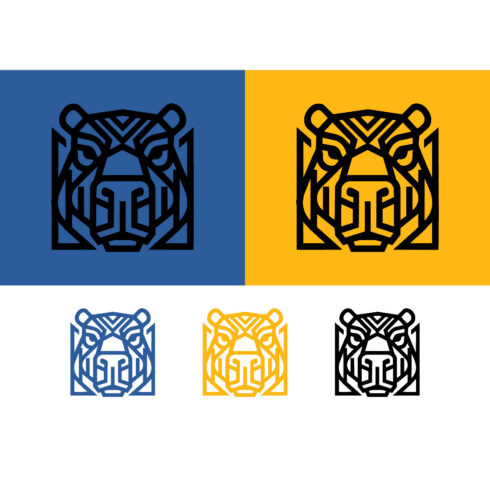 Bear head logo design blue yellow cover image.