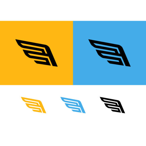 Wing logo design concept on yellow background cover image.