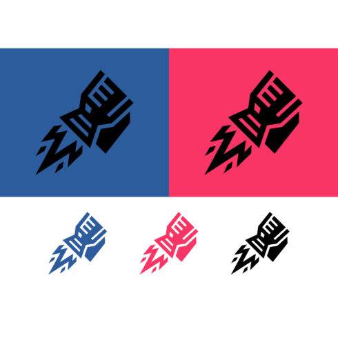Rocket logo design with exhaust on blue cover image.