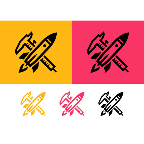Rocket caliper logo design on yellow cover image.