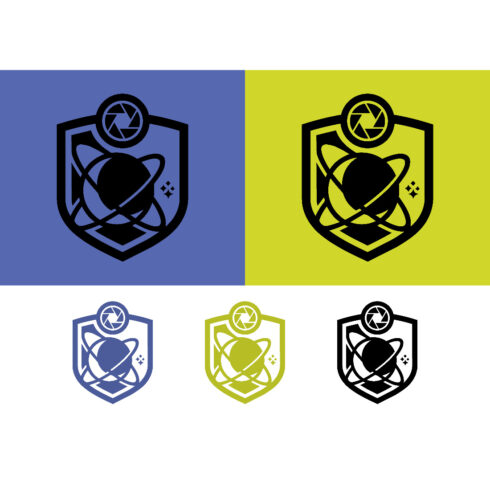 Space planet emblem logo blue yellow cover image.